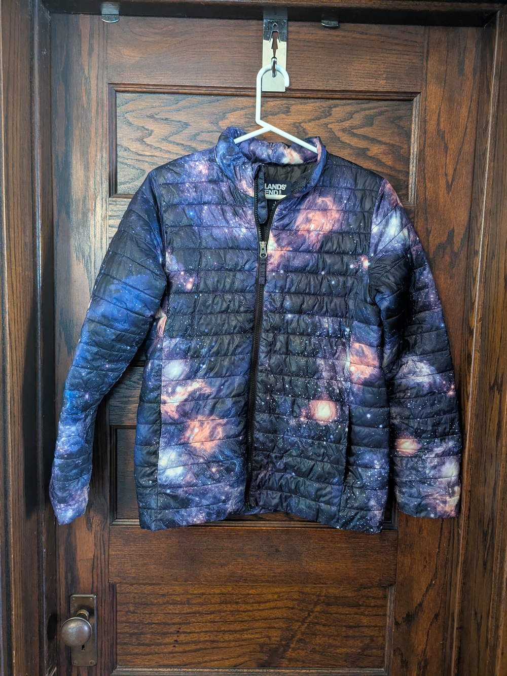 Lands' End Galaxy-Print Packable Puffer Jacket Blue Purple Pink - Kids 14/16